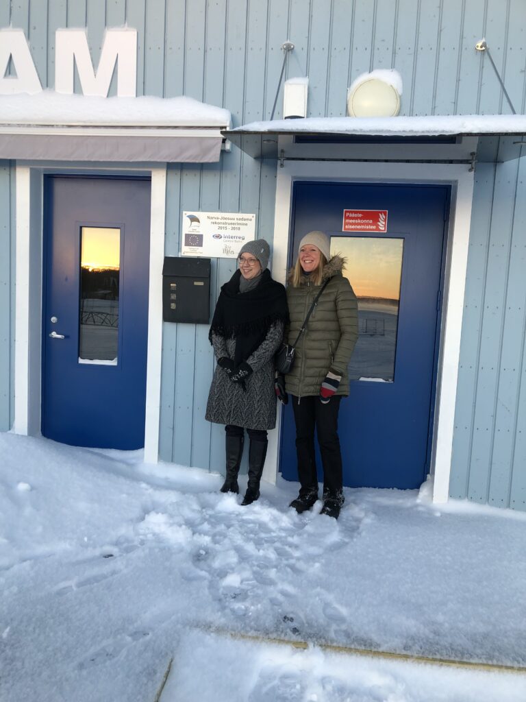 Site visit to 30-MILES in Narva Harbour. Merike Niitepõld (Head of the Managing Authority of the Central Baltic Programme) and Marlies Peeters (Desk Officer at the European Commission)