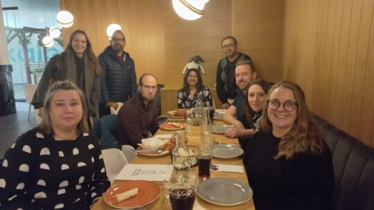 project steering group meeting, people in dinner around table