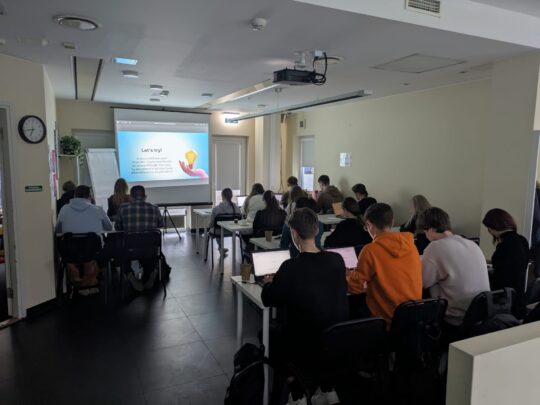 students in training course, sitting in the class room