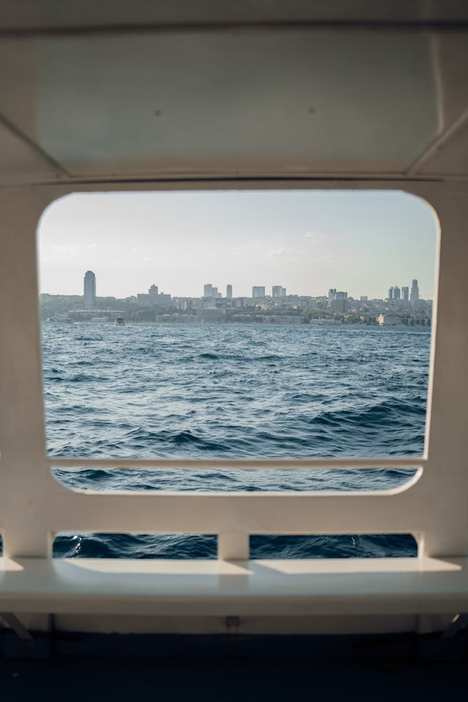 Cityscape of Istanbul from Ferry Window