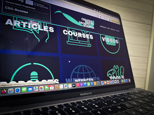 A computer screen with different online learning materials.