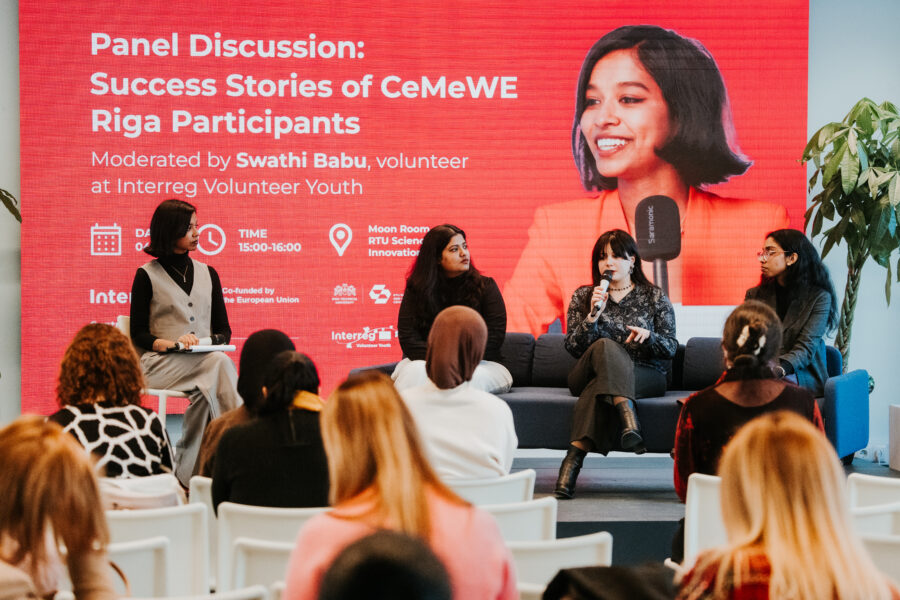 CeMeWE project panel discussion “Success stories of migrant women in Riga”, led by IVY volunteer Swathi Babu