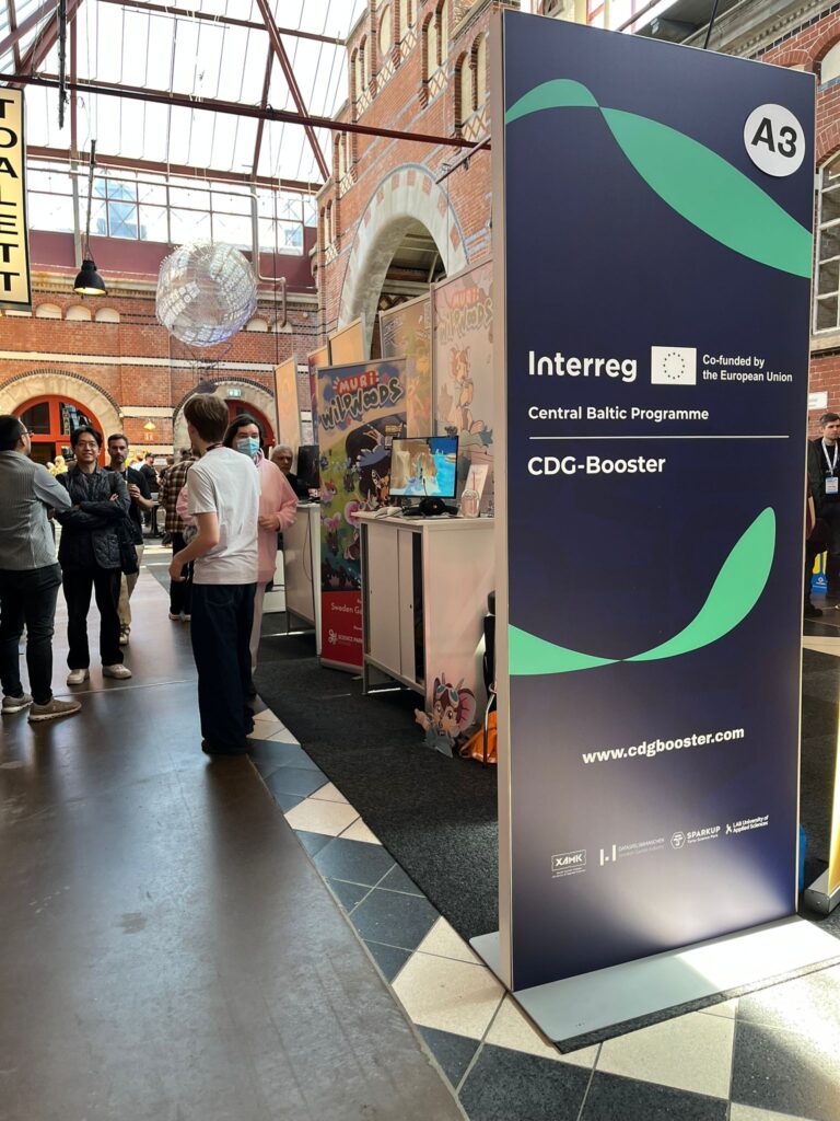 CDG-Booster rollup at the Nordic Game conference.