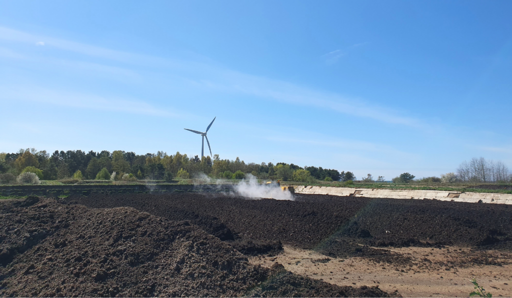 Composting field at the Liepaja wastewater treatment plant.